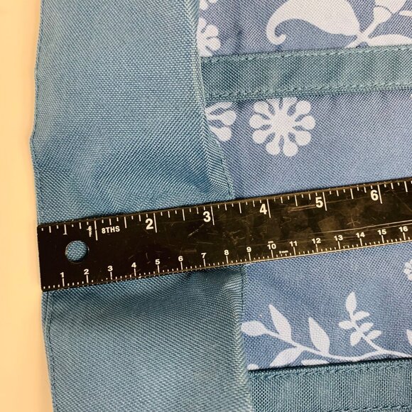 Lancome Blue Floral Canvas Tote Bag Eiffel Tower Print Paris Market Reusable - Picture 8 of 12